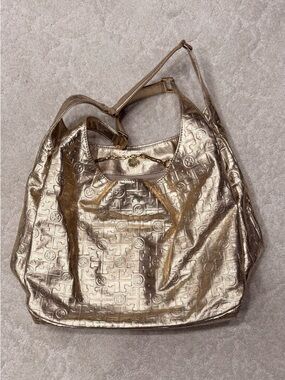Tory Burch Metallic Rose Gold Embossed Hobo